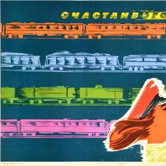 Original Vintage sowjetischen Reise-Plakat Haben Sie eine schöne Reise Zug Eisenbahn UdSSR