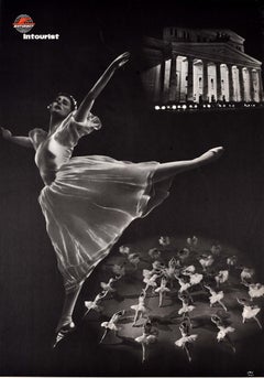 Original Vintage Soviet Travel Poster Russian Ballet In Moscow USSR Intourist