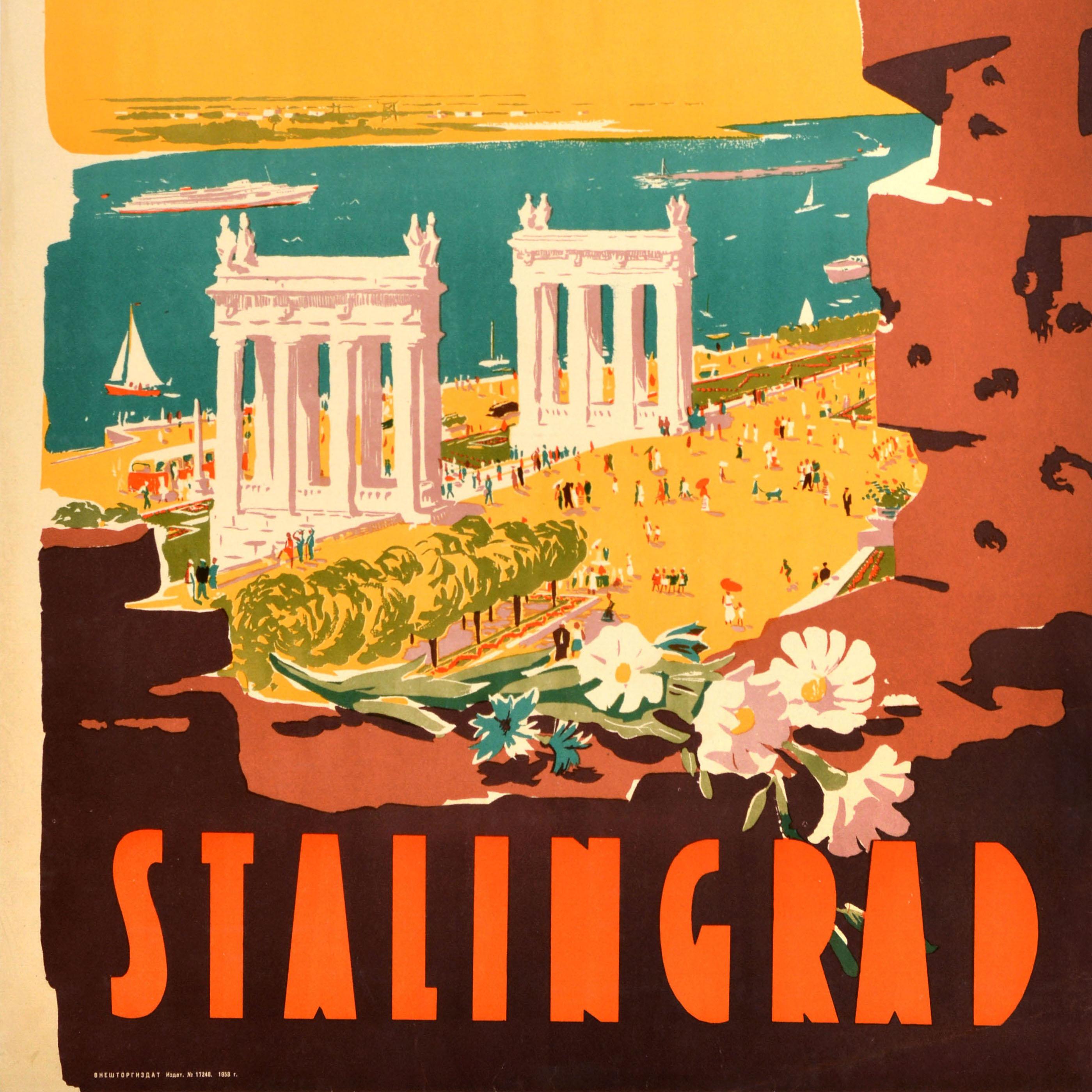 Russo Poster di viaggio sovietico originale d'epoca Stalingrado Intourist Volgograd USSR Russia in vendita