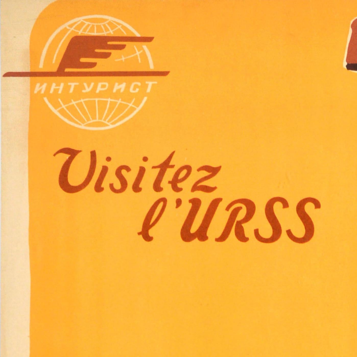 Poster di viaggio sovietico originale d'epoca Stalingrado Intourist Volgograd USSR Russia In condizioni buone in vendita a London, GB