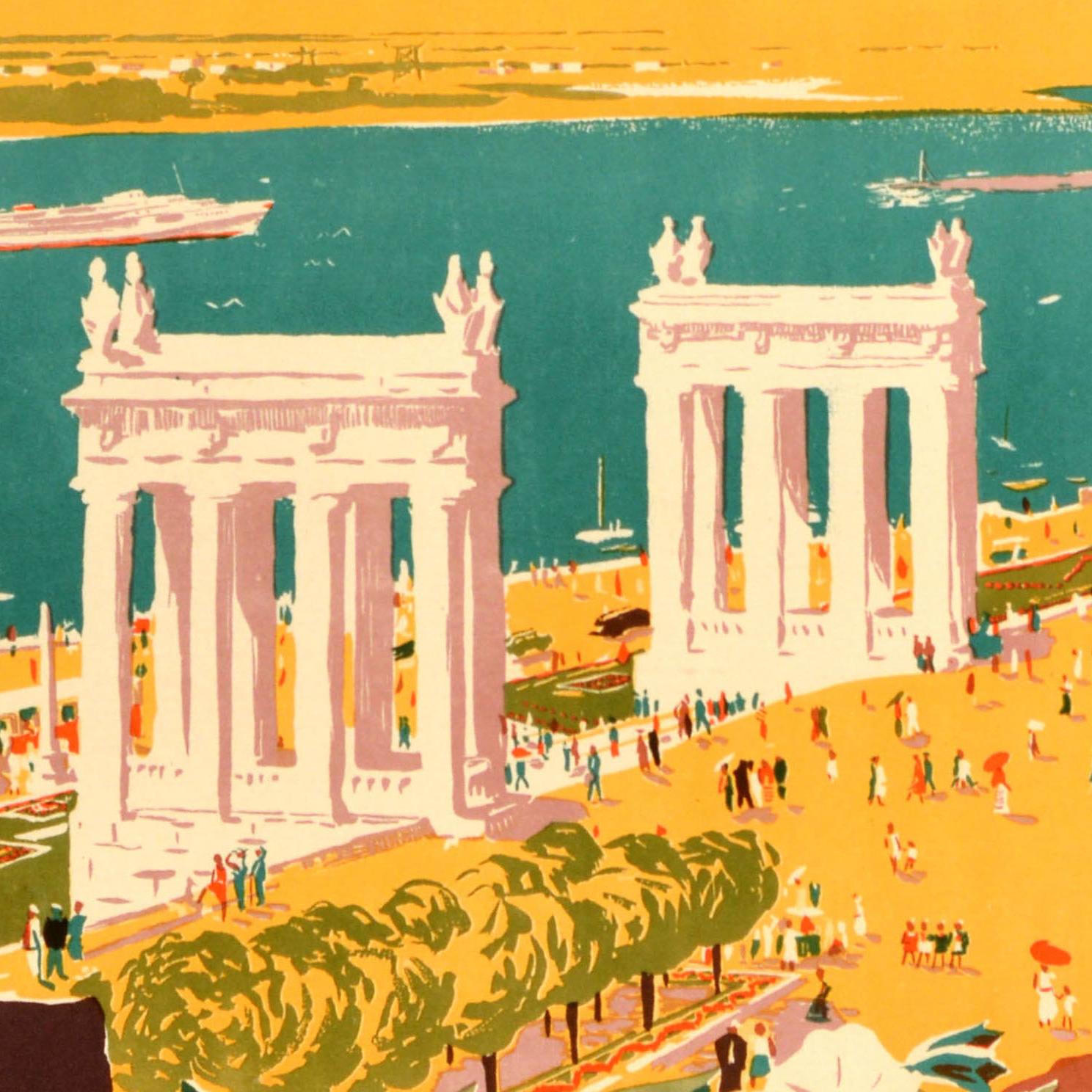 Metà XX secolo Poster di viaggio sovietico originale d'epoca Stalingrado Intourist Volgograd USSR Russia in vendita