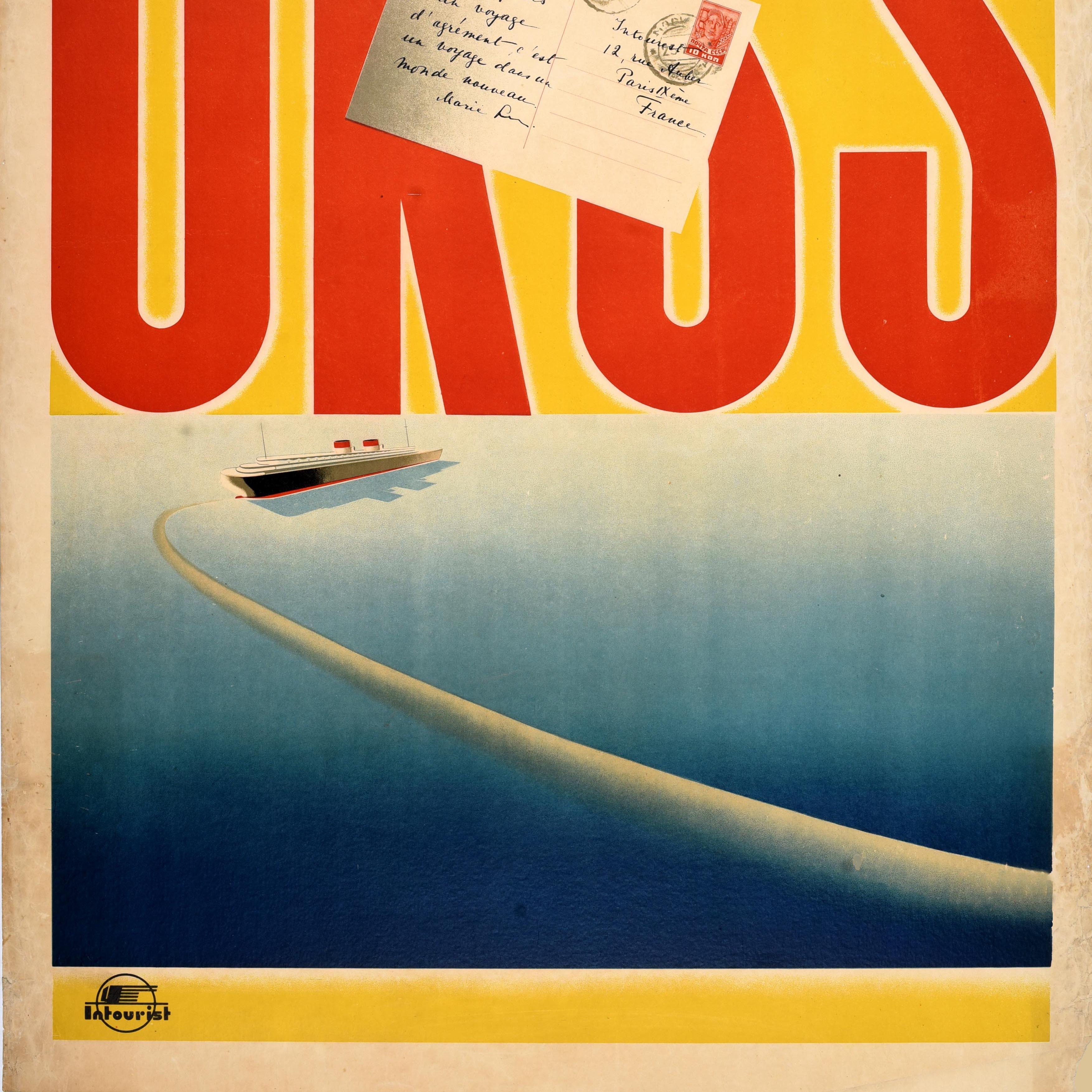 Original Vintage Soviet Travel Poster UdSSR Reise in eine neue Welt Intourist im Zustand „Gut“ im Angebot in London, GB