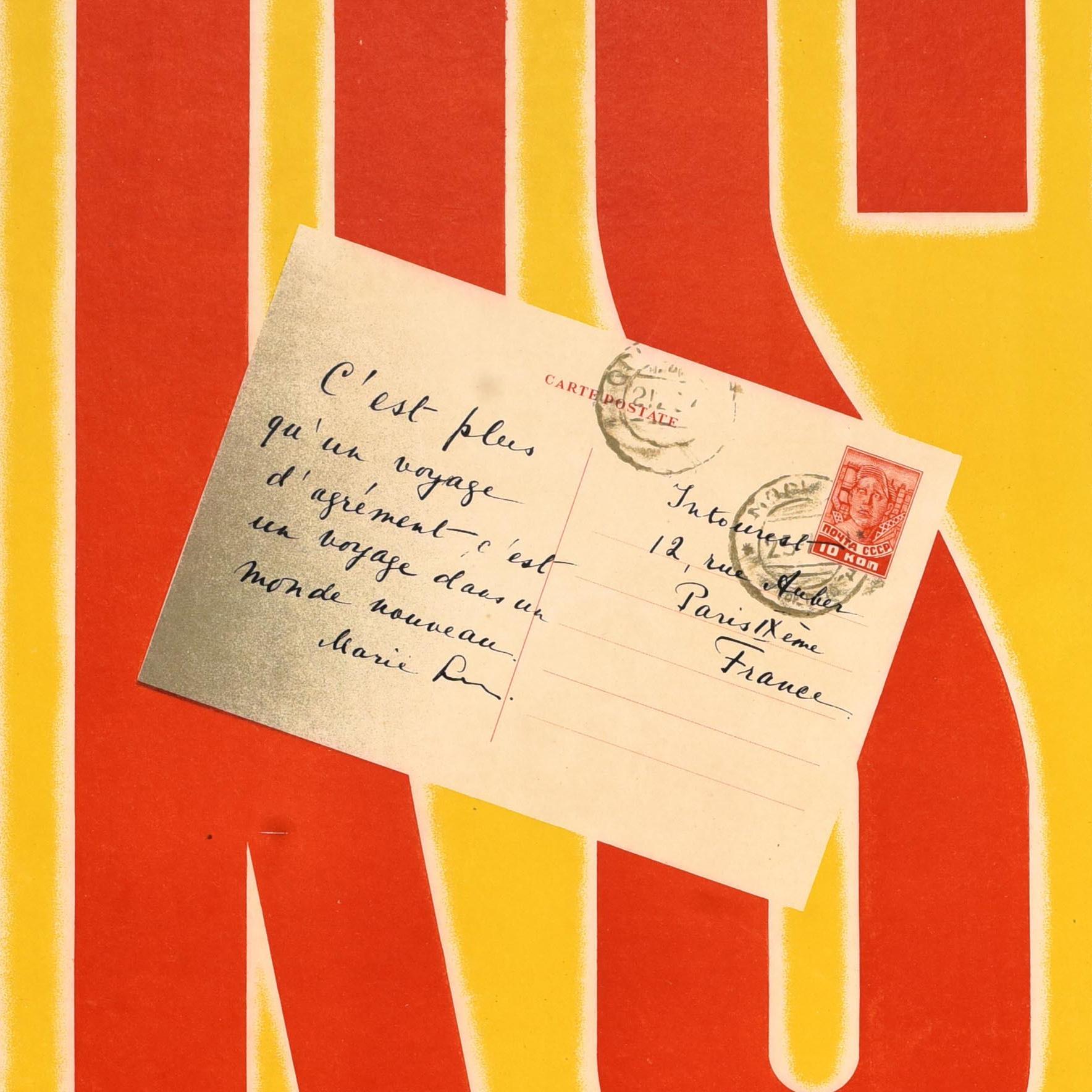 Original Vintage Soviet Travel Poster UdSSR Reise in eine neue Welt Intourist (Mitte des 20. Jahrhunderts) im Angebot