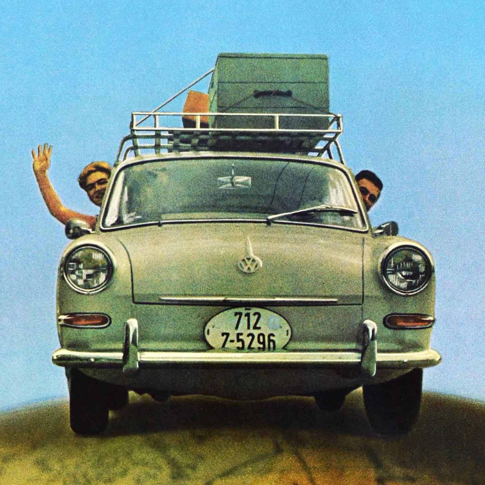 Affiche de voyage soviétique originale Visitez L'URSS En Auto VW Intourist USSR Bon état - En vente à London, GB