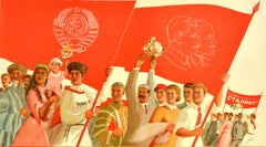 Original Vintage Soviet Union Propaganda Poster Union Friendship USSR Kazakhstan