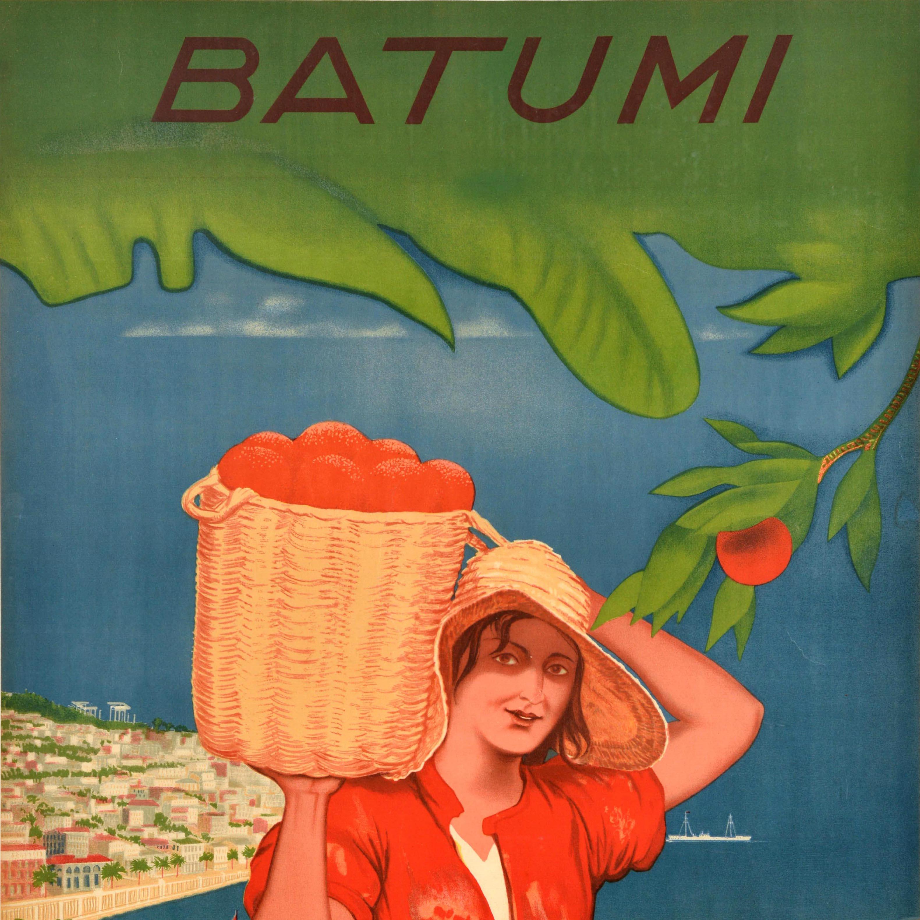 Russo Poster di viaggio originale dell'Unione Sovietica d'epoca Batumi Georgia Intourist USSR in vendita