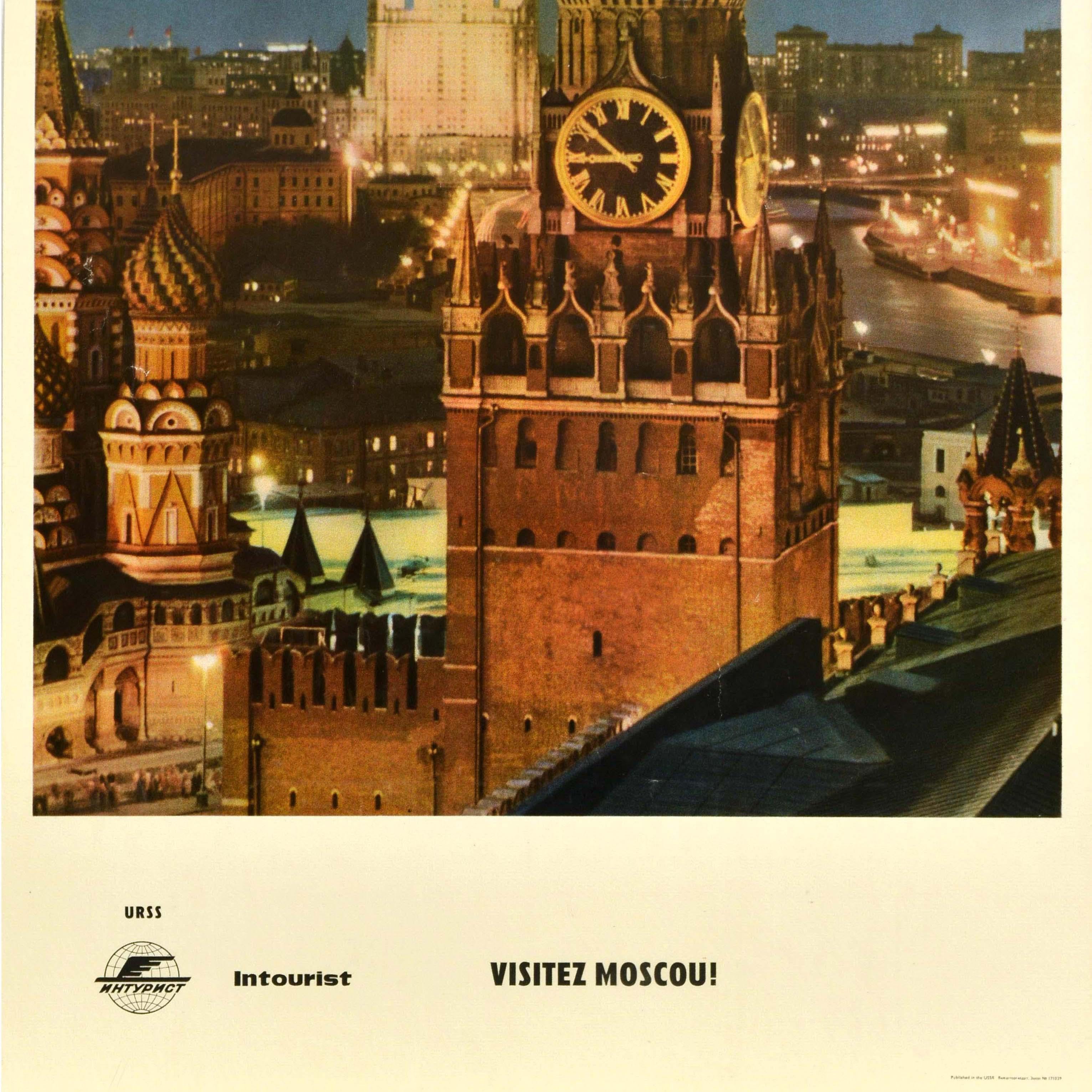 Original Vintage Sowjetunion Reiseplakat Besuch Moskau Intourist UdSSR Kreml im Zustand „Gut“ im Angebot in London, GB