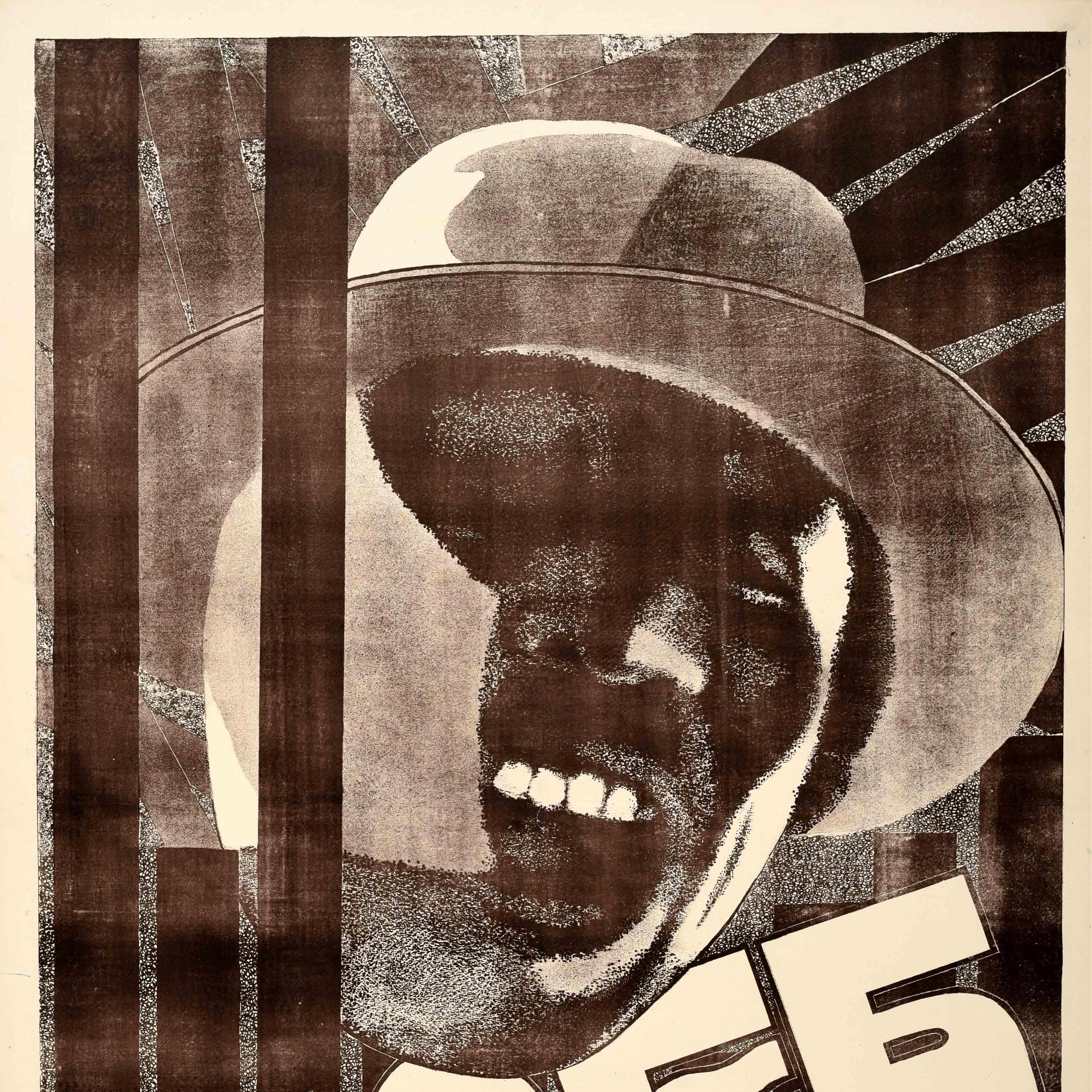 Original Vintage Soviet Uzbek Film Poster Bread From Stones Constructivism USSR In Good Condition For Sale In London, GB