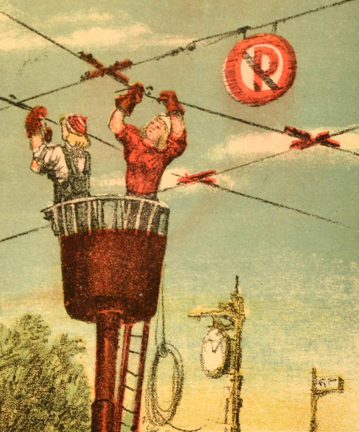 Carta Poster di guerra sovietico originale d'epoca Leningrado Operai WWII Ricostruire la città in vendita