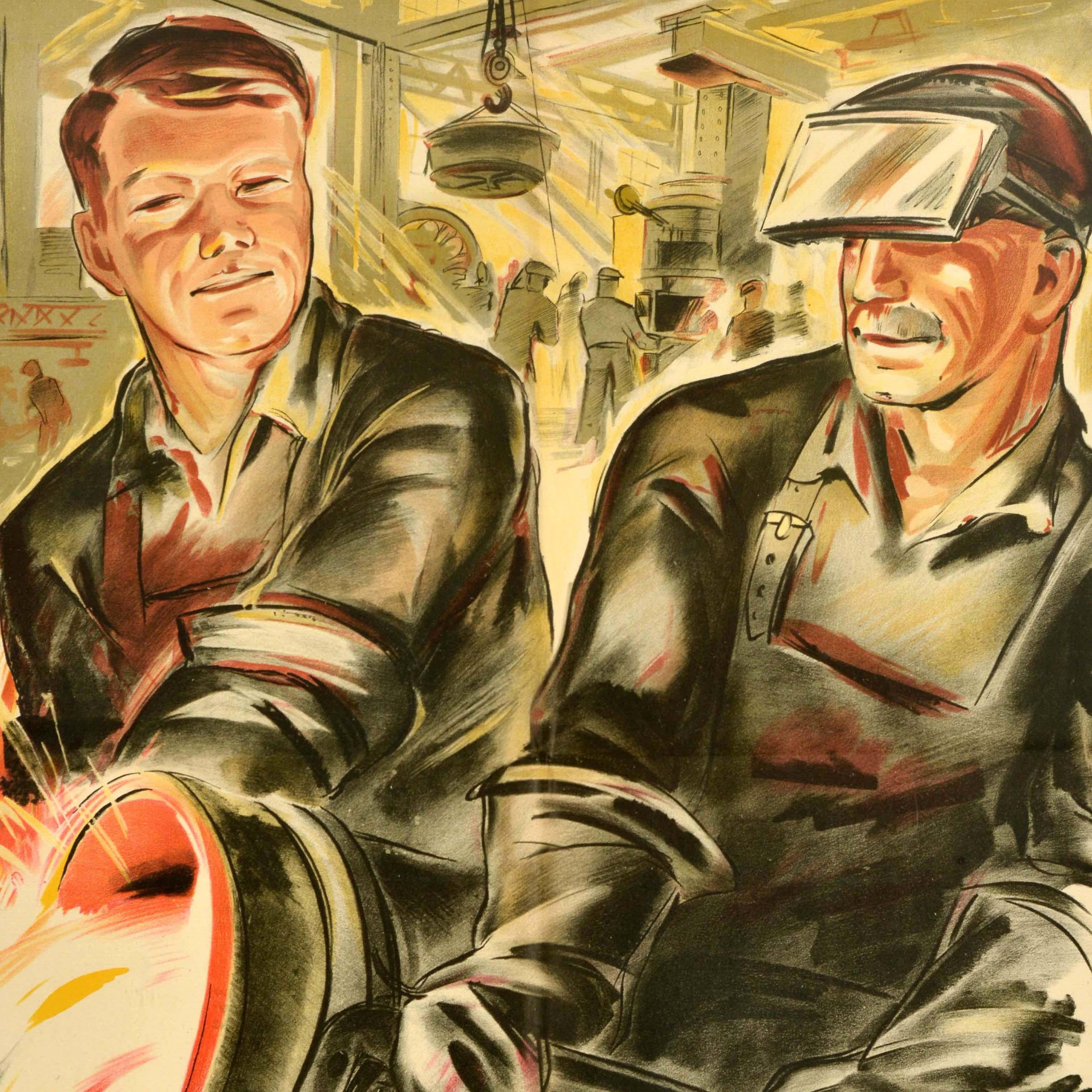 Original Vintage Sowjetische Arbeit Motivation Poster Arbeit ist Ehre und Ruhm UdSSR (Mitte des 20. Jahrhunderts) im Angebot