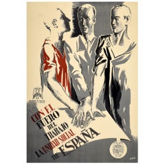 Original Vintage Spanish Civil War Era Propaganda Poster La Unidad Social Unity