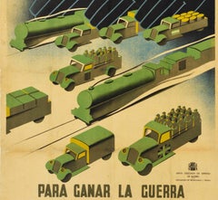 Original Vintage Spanish Civil War Poster Help Madrid Win Republican Propaganda