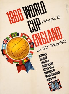 Original Vintage Sport Advertising Poster World Cup 1966 Football England
