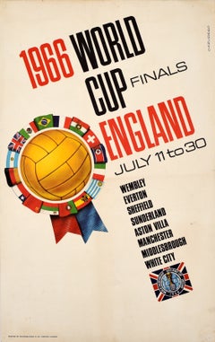 Original Vintage Sport Advertising Poster World Cup 1966 Football England