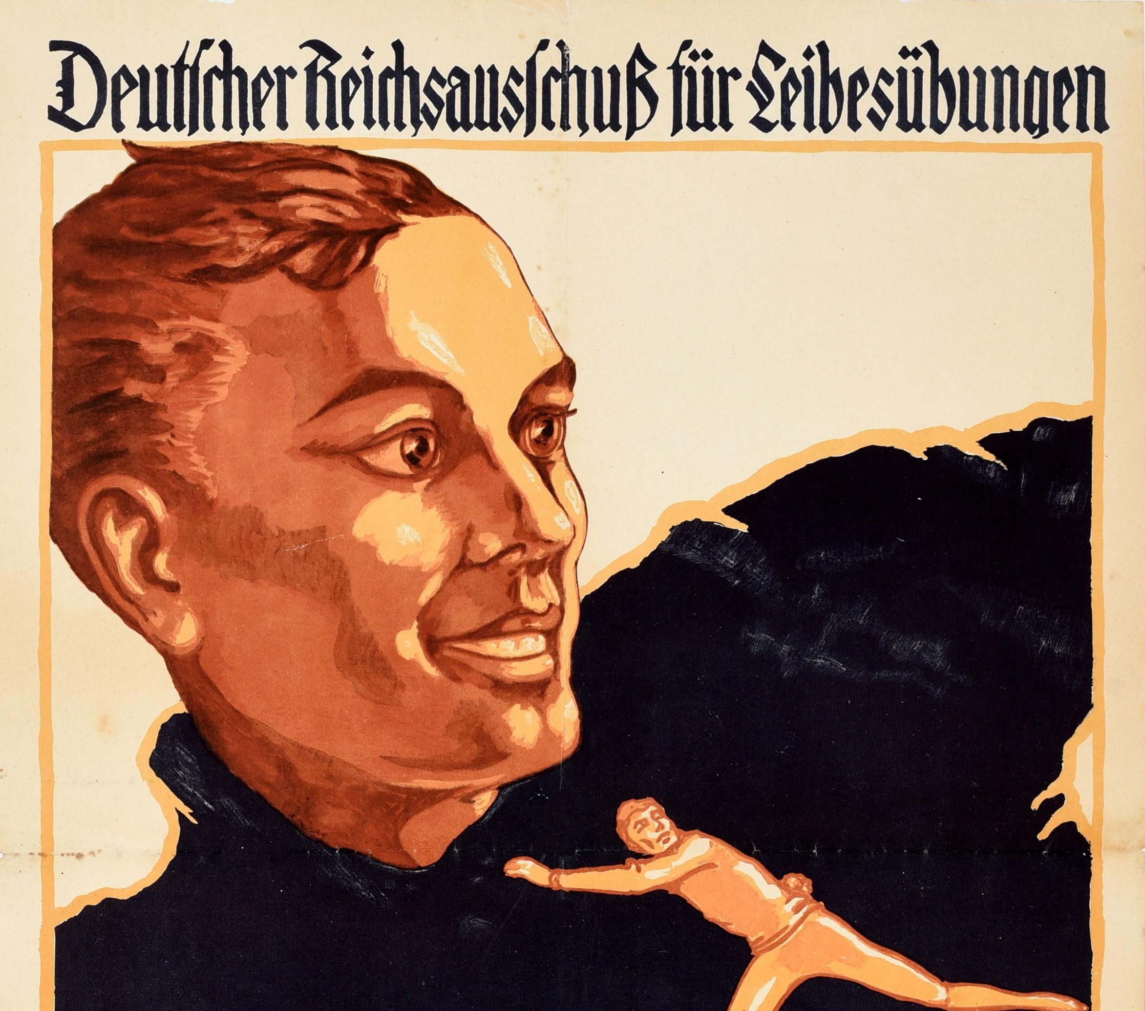 Affiche sportive vintage originale pour les Jeux de combats d'hiver de la Forêt-Noire de 1926 organisés par le Comité du Reich allemand pour l'éducation physique - Deutsche Reichsausschuss fur Leibesubungen 1926 Winterkampfspiele Schwarzwald.