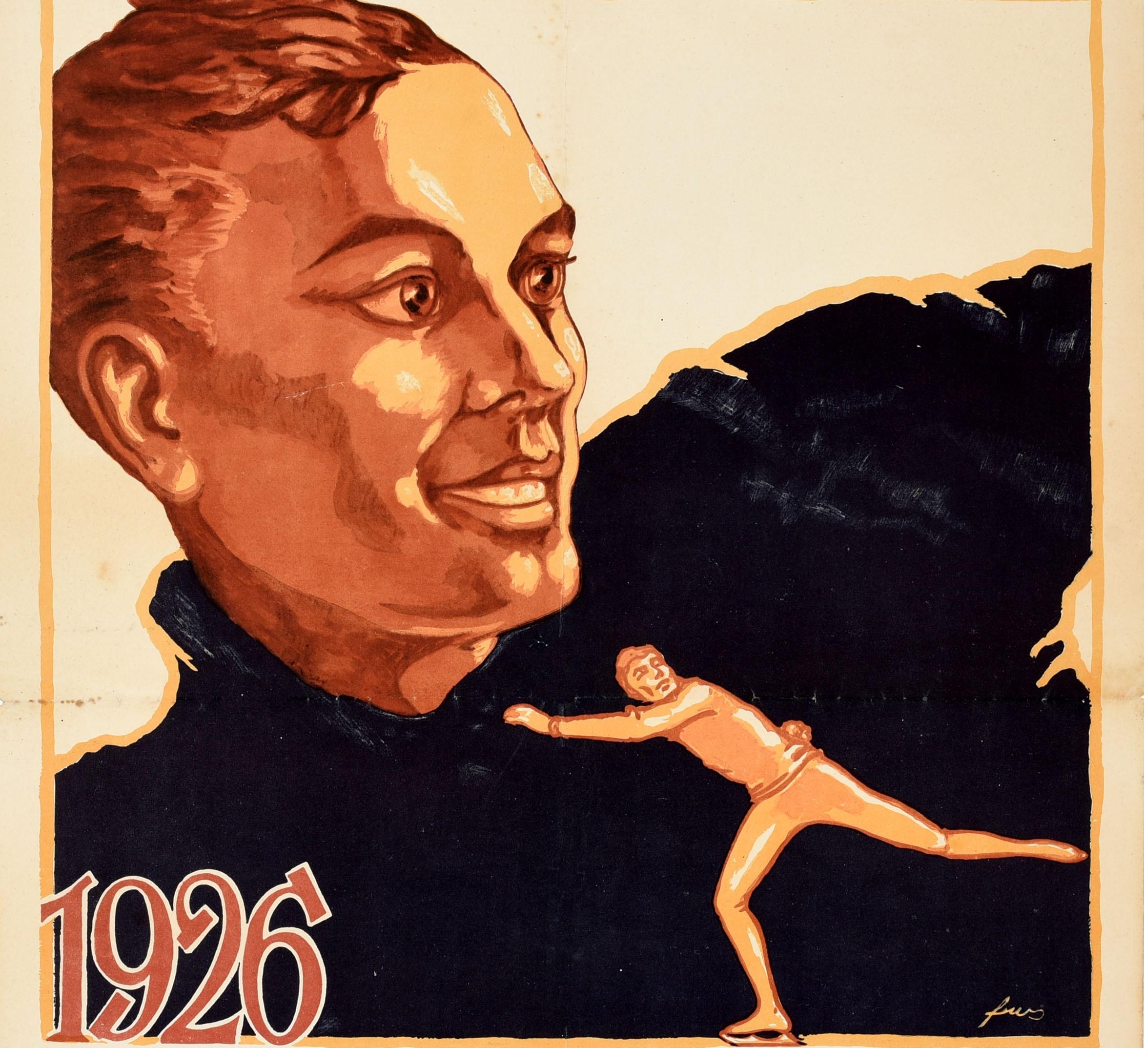 Affiche de sport vintage originale des Jeux d'hiver de 1926 dans la Forêt-Noire du Schwarzwald, Allemagne Bon état - En vente à London, GB