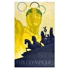 Original Vintage Sport Poster 1936 Olympic Games Berlin Germany Brandenburg Gate