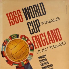 Original Vintage Sport Poster 1966 World Cup Finals England Football Wembley