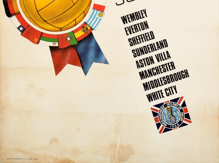 British Original Vintage Sport Poster 1966 World Cup Finals England Football Wembley For Sale