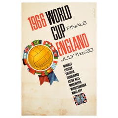 Original Vintage Sport Poster 1966 World Cup Finals England Football Wembley
