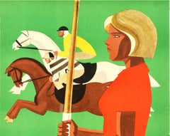 Original Vintage Sport Poster Athletics Equestrian Events Javelin Horse Riding