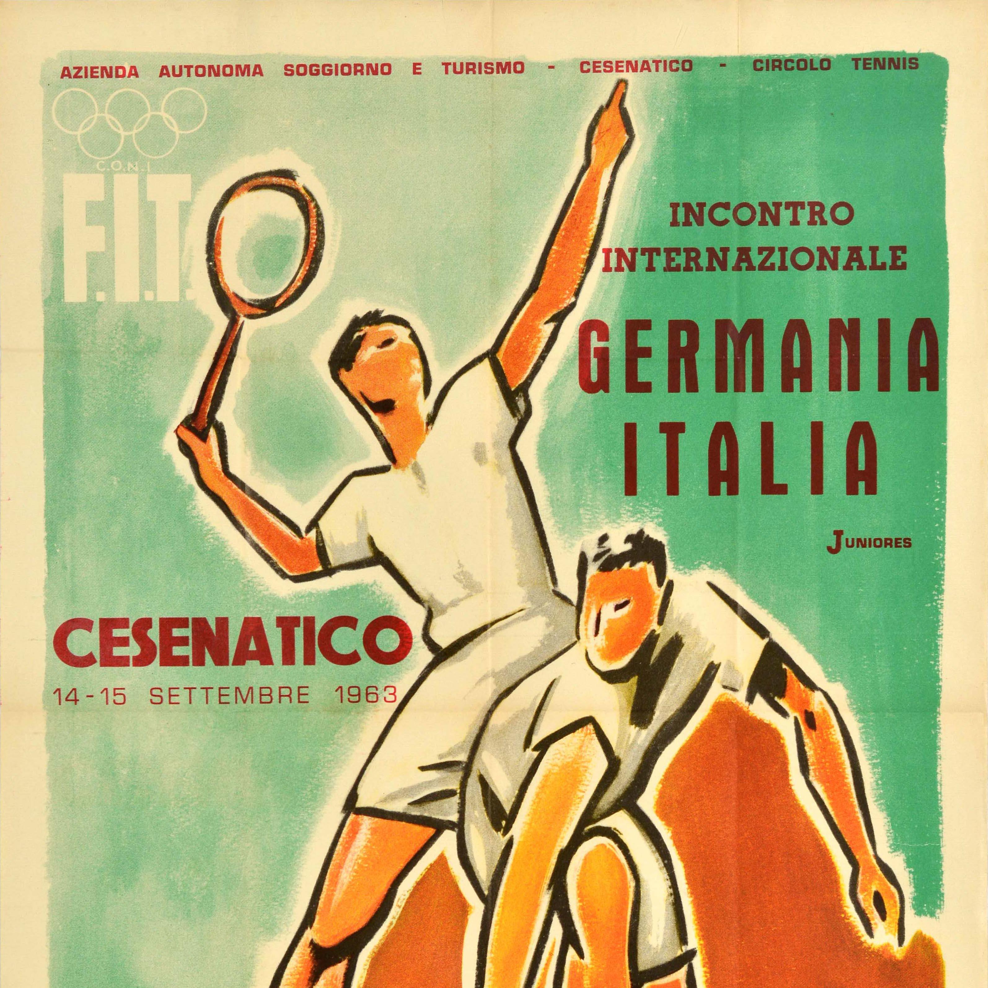 Original-Vintage-Sportplakat, Cesenatico, Tennis meeting, Deutschland, Italien, Coni FIT, Coni FIT (Italienisch) im Angebot