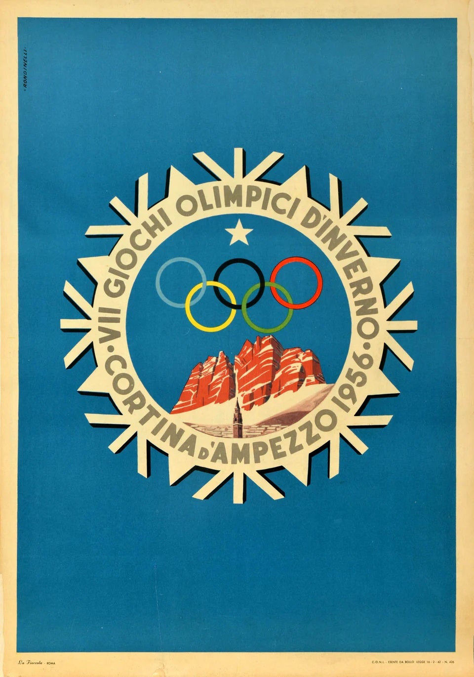 Original Vintage Sport Poster Cortina d'Ampezzo Winter Olympic Games Italy