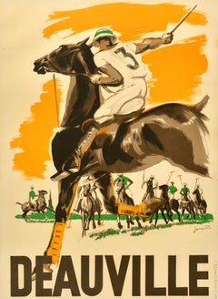 Original Vintage Sport Poster Deauville Polo Season France Michel Jacquot