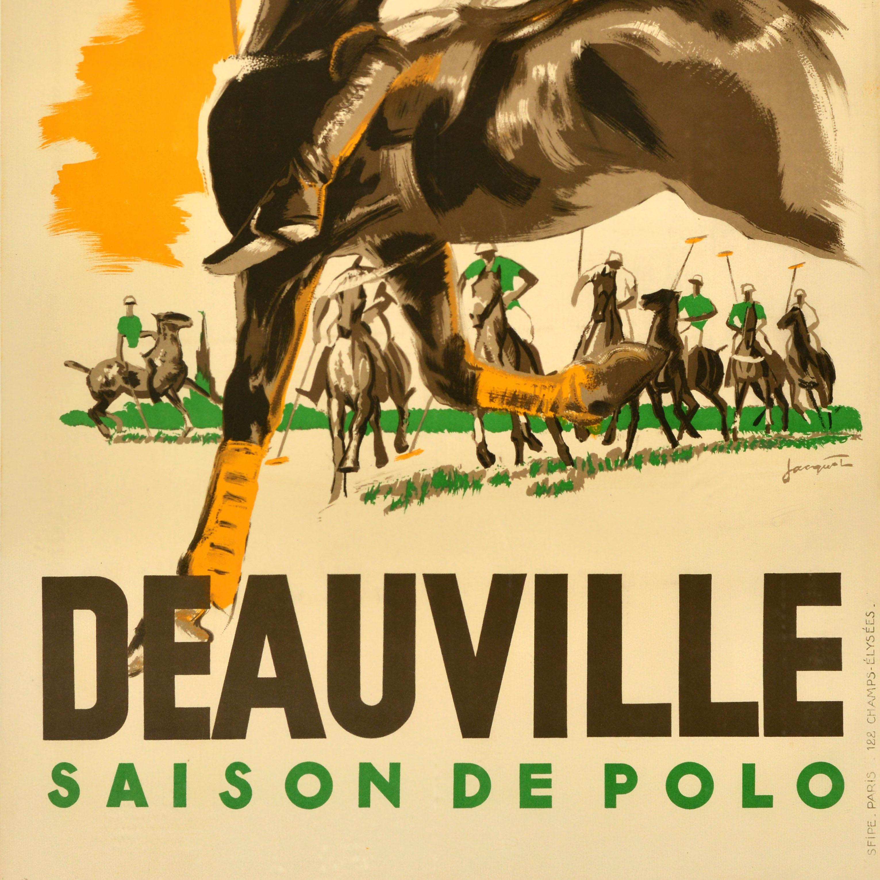 Póster deportivo original de época Deauville Polo Season France Michel Jacquot en Bueno estado para la venta en London, GB