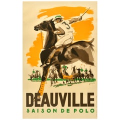 Original Vintage Sport Poster Deauville Polo Season France Michel Jacquot