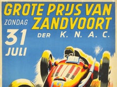 Original Vintage Sport Poster Dutch Grand Prix Zandvoort Formula One Car Race