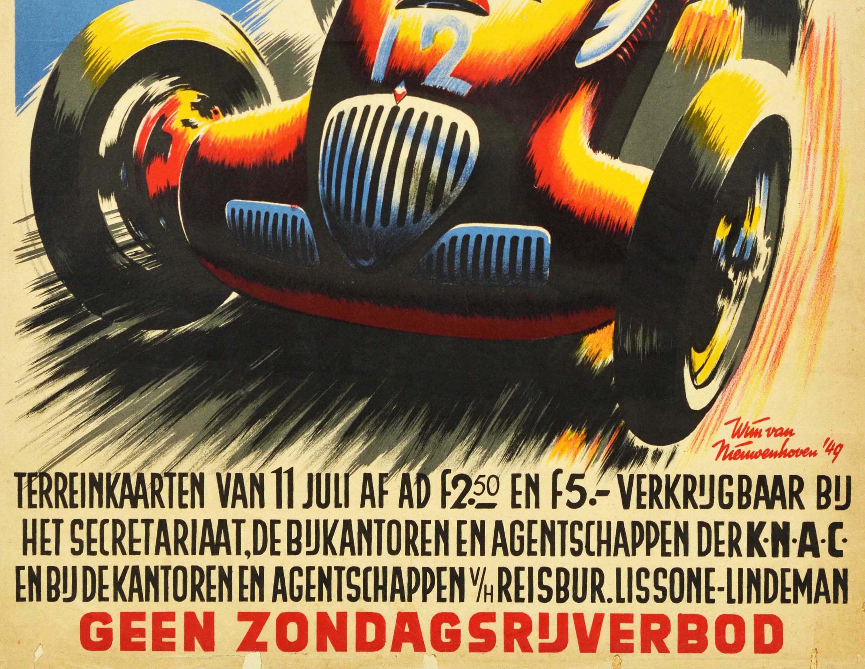Original Vintage Sport Poster Dutch Grand Prix Zandvoort Formula One Car Race In Fair Condition For Sale In London, GB