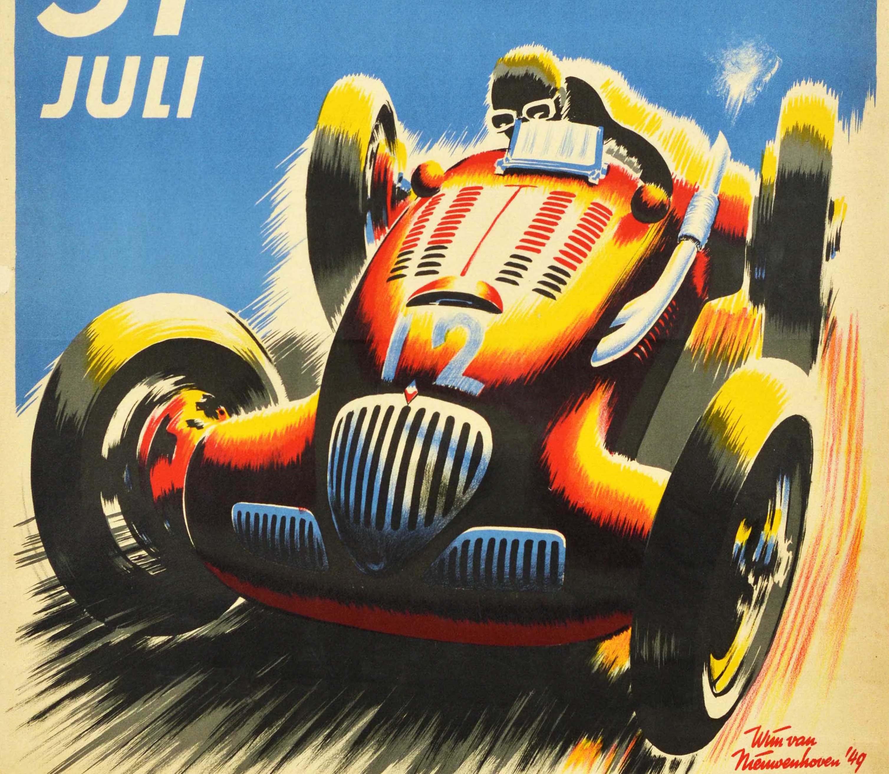Mid-20th Century Original Vintage Sport Poster Dutch Grand Prix Zandvoort Formula One Car Race For Sale