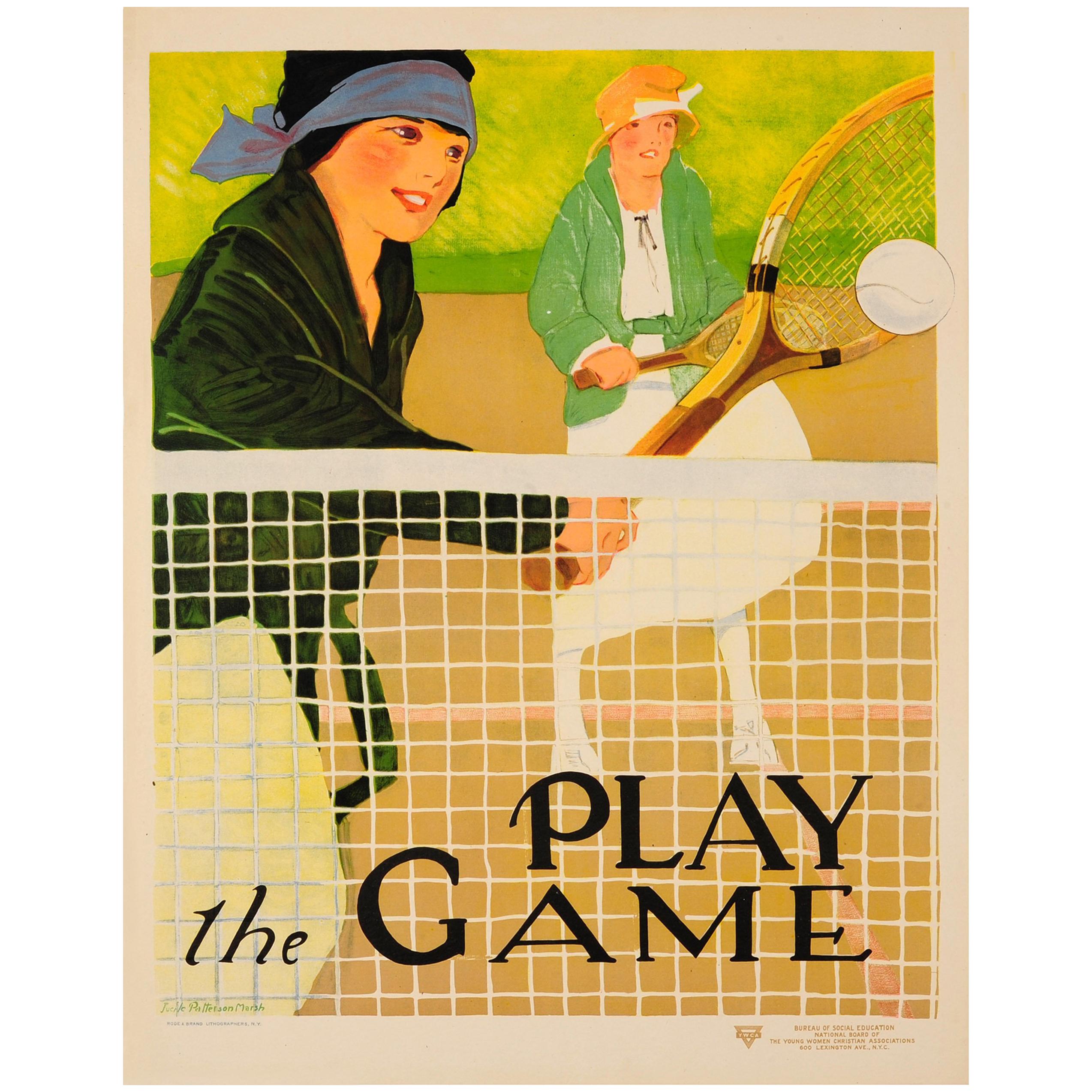Original Vintage Sport Poster Ft. Tennis - Play the Game - Social Education YWCA