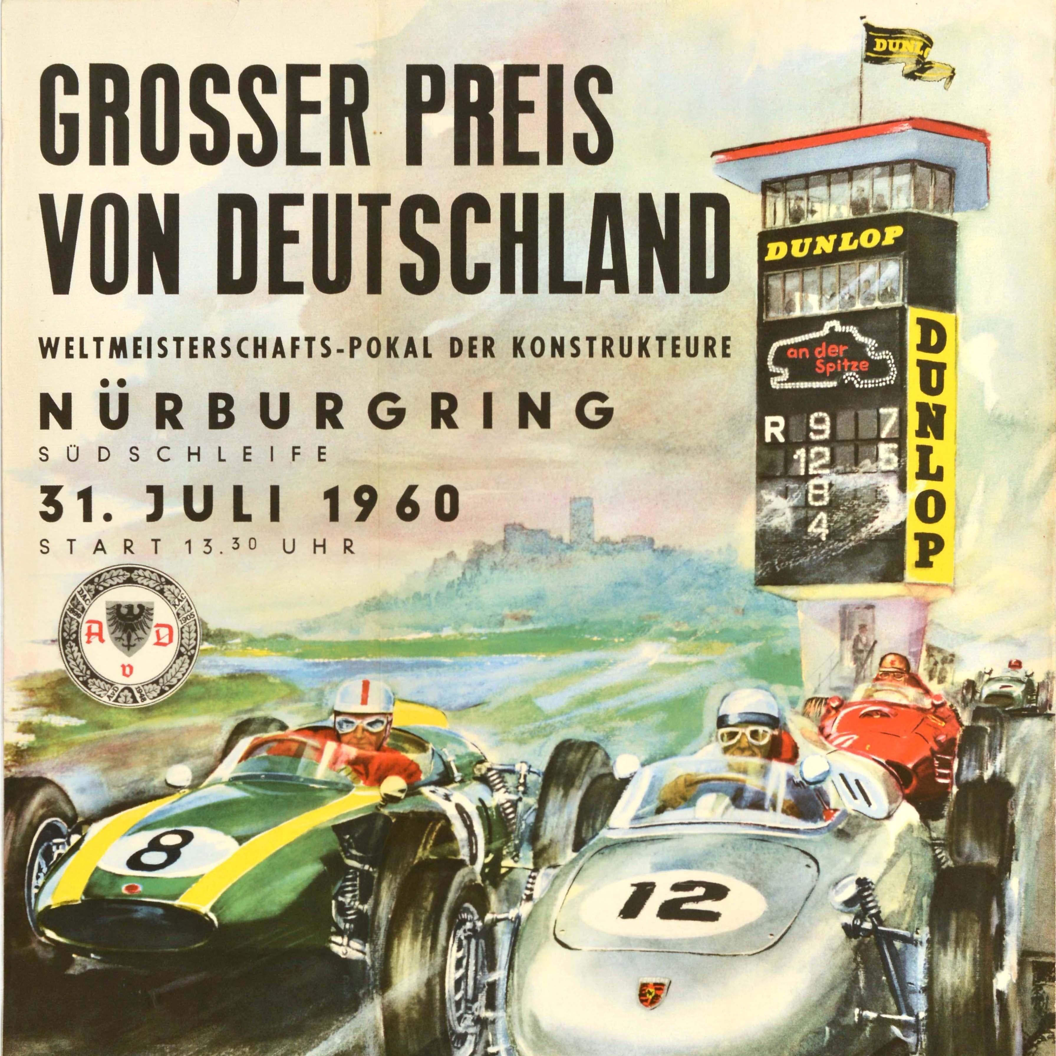 Tedesco Poster sportivo d'epoca originale Gran Premio di Germania Campione del Mondo Costruttori in vendita