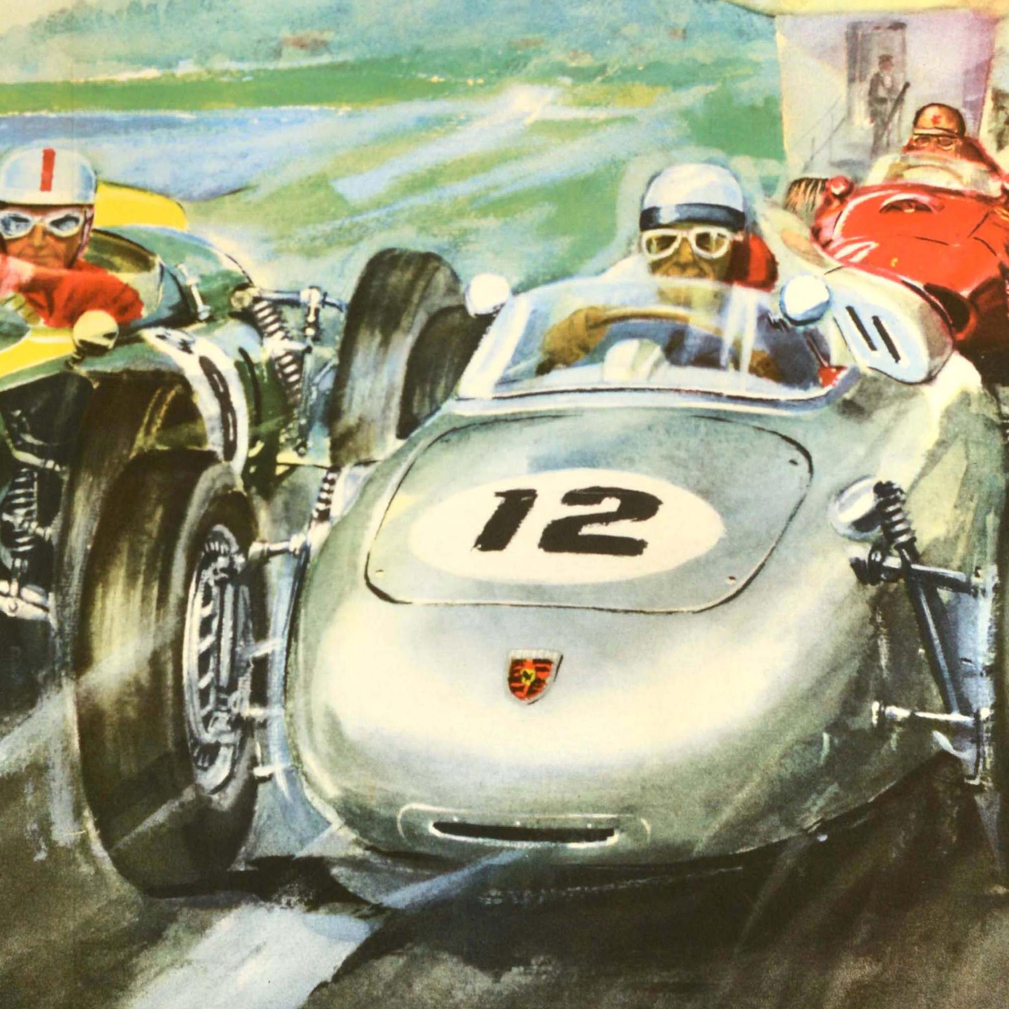 Metà XX secolo Poster sportivo d'epoca originale Gran Premio di Germania Campione del Mondo Costruttori in vendita