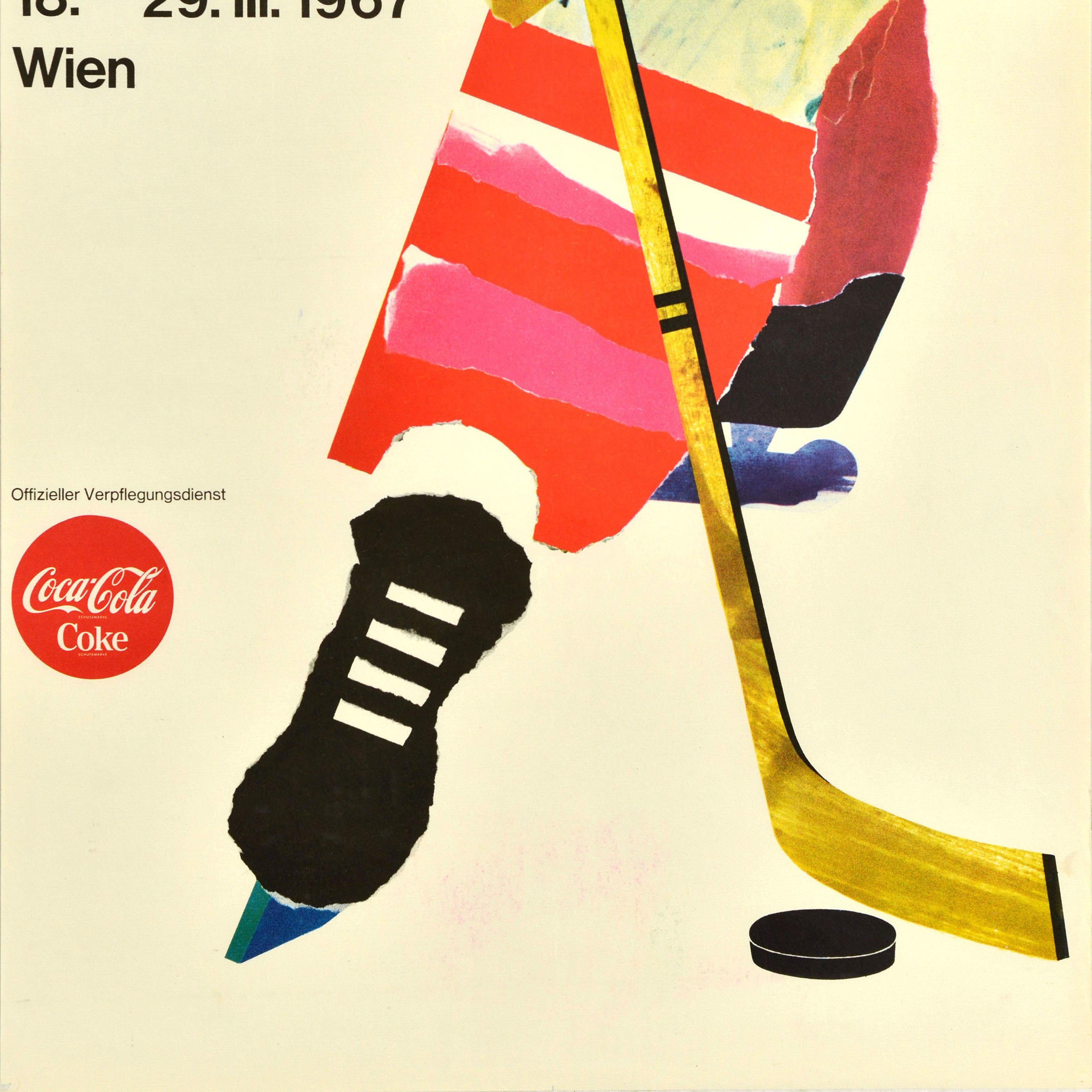 Austrian Original Vintage Sport Poster Ice Hockey World Championship Vienna Eishockey