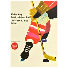 Original Vintage Sport Poster Ice Hockey World Championship Vienna Eishockey