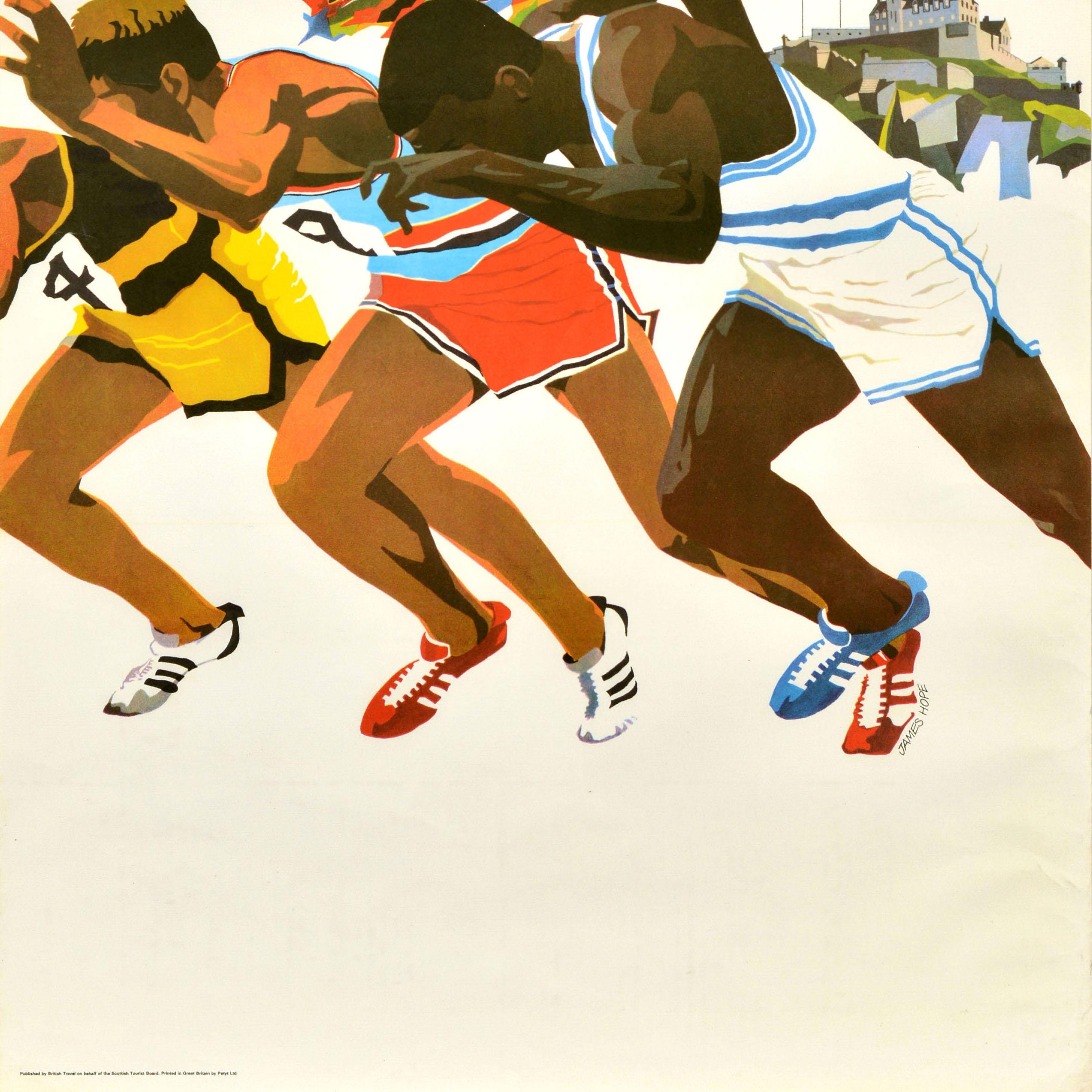 Poster sportivo originale d'epoca IX Giochi del Commonwealth britannico Edimburgo Scozia In condizioni buone in vendita a London, GB