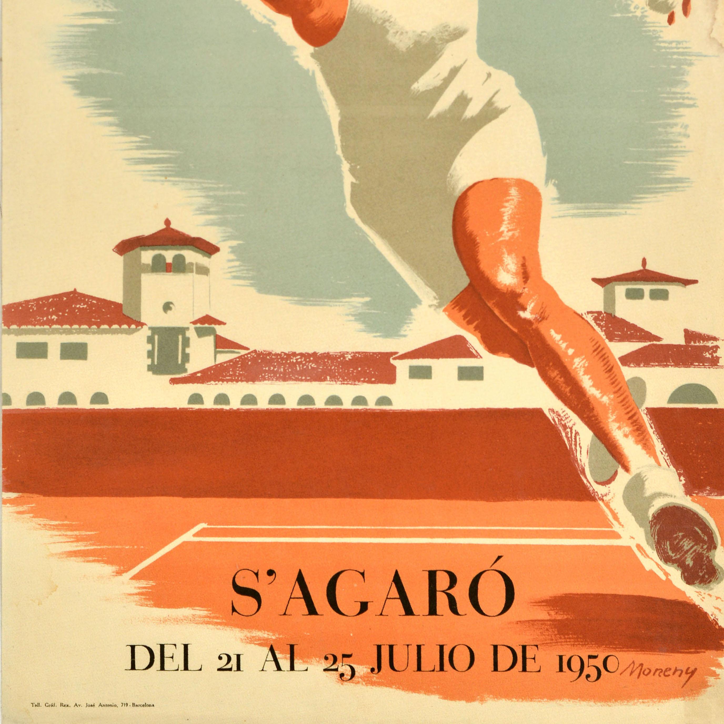 Poster sportivo originale d'epoca IX Torneo Internazionale di Tennis 1950 Spagna In condizioni discrete in vendita a London, GB