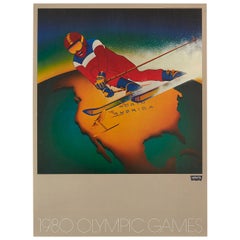 Original Vintage Sport Poster Levi's Moscow 1980 Olympic Games N. America Skiing