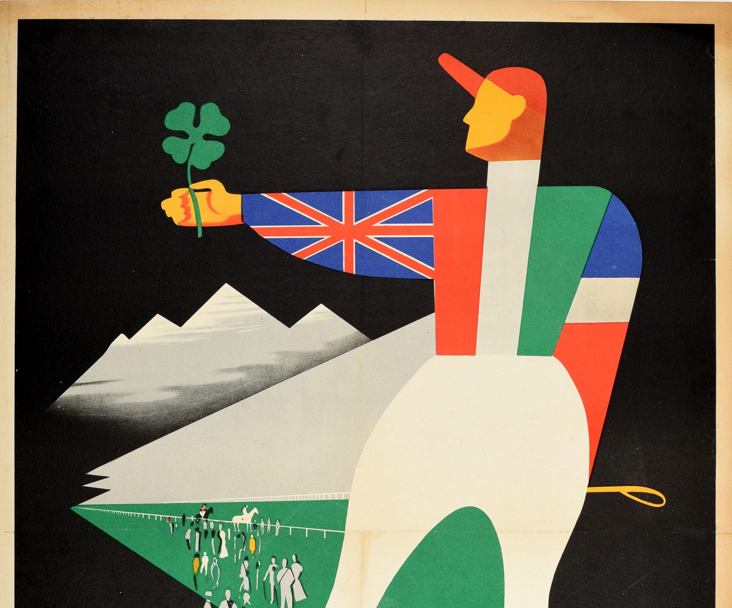 italien Affiche de sport vintage d'origine Merano Corse Al Galoppo, Italie, Course de chevaux de galop en vente