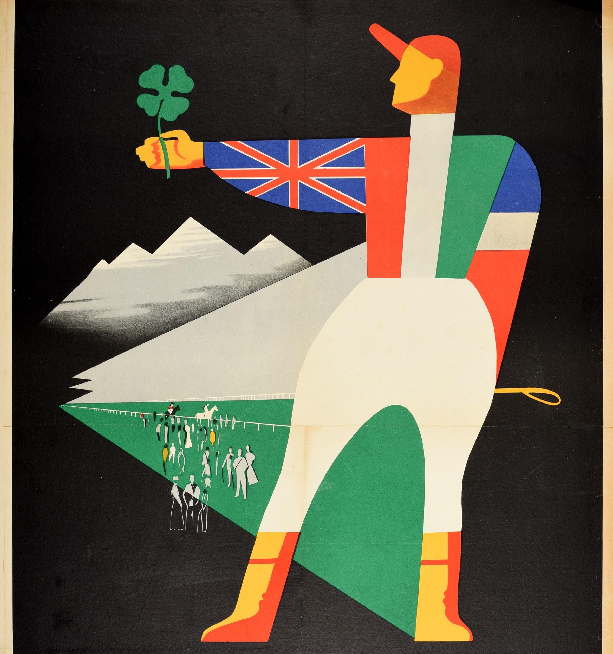 Milieu du XXe siècle Affiche de sport vintage d'origine Merano Corse Al Galoppo, Italie, Course de chevaux de galop en vente