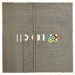 Original Vintage Sport Poster Mexico 68 Olympic Games Graphic Design Lines Logo