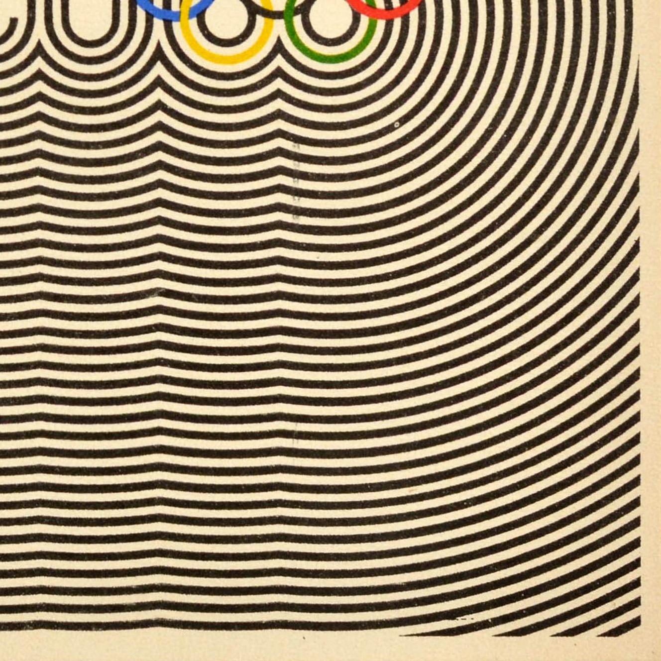Metà XX secolo Poster sportivo originale d'epoca Giochi Olimpici del Messico 1968 Logo Lance Wyman Design