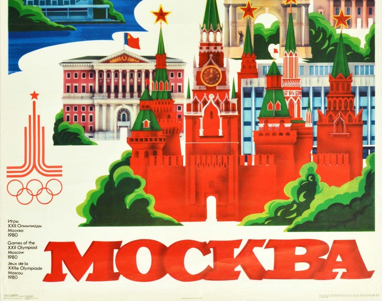 Vintage olympic original poster Moscow 1980