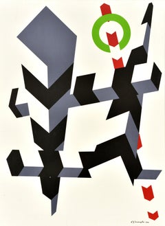 Póster deportivo original de época Olimpiadas de Munich 1972 Allan D'Arcangelo Abstracto