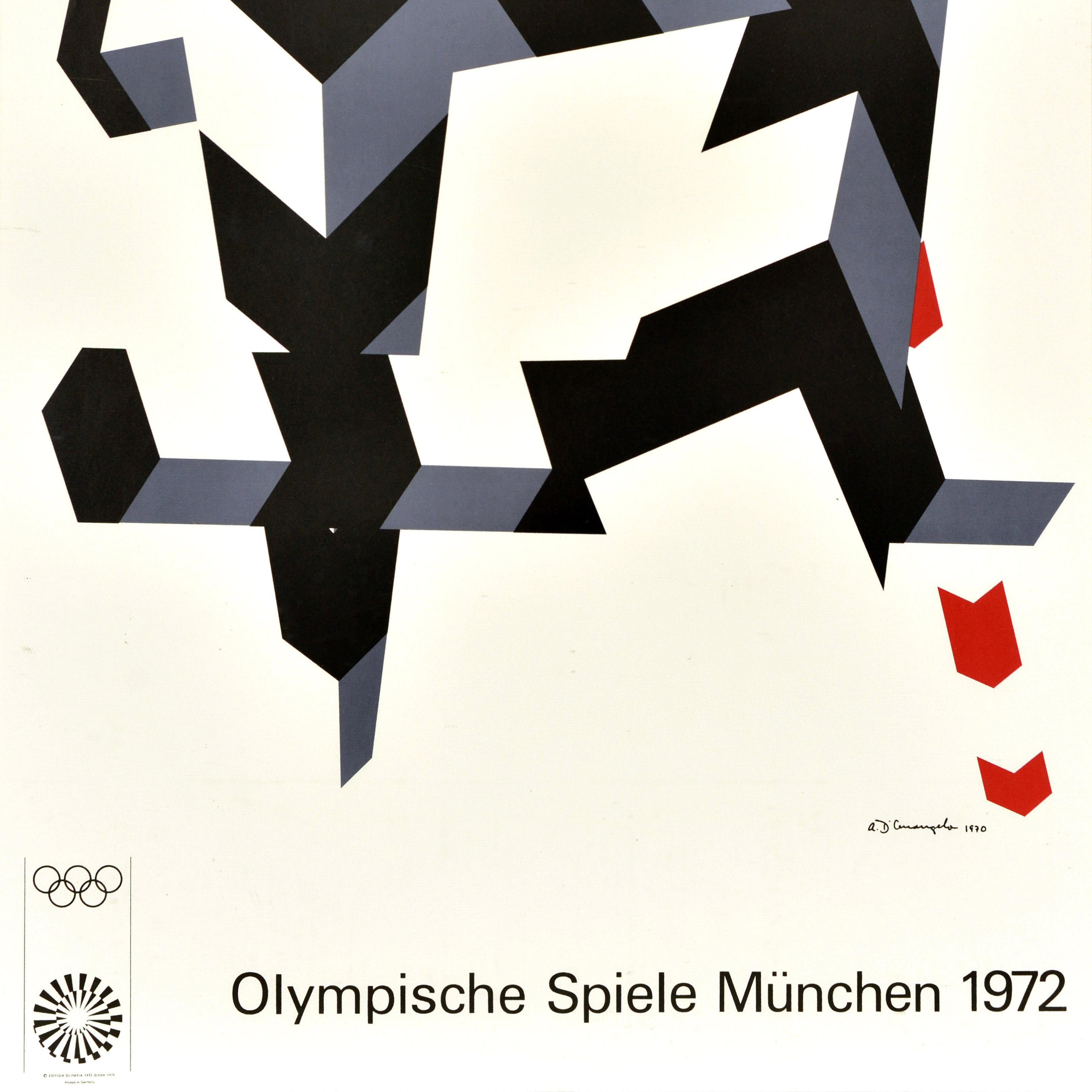 Affiche sportive originale des Jeux olympiques de Munich de 1972 Allan D'Arcangelo abstrait Bon état - En vente à London, GB