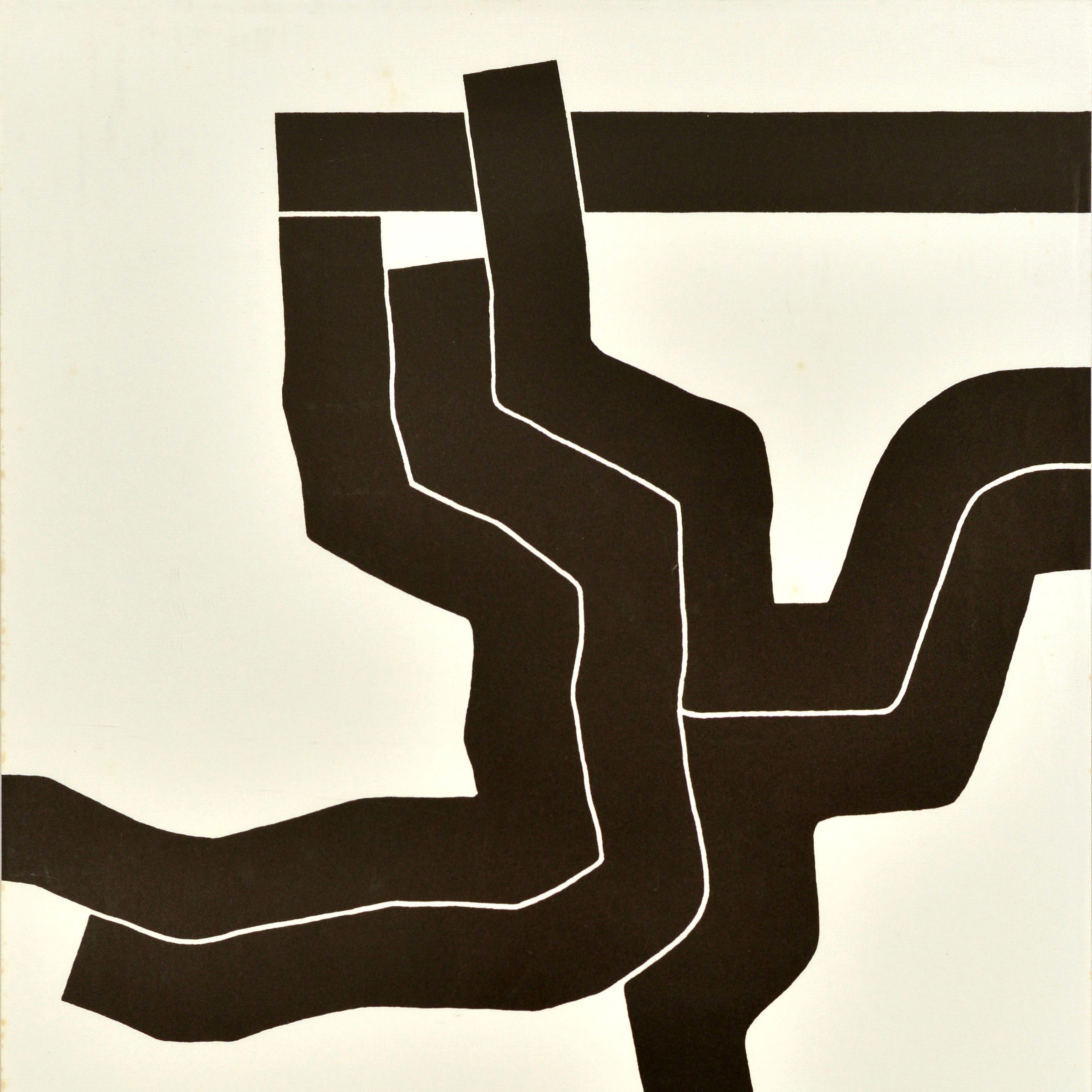 German Original Vintage Sport Poster Munich Olympics 1972 Black Pattern Chillida Design For Sale