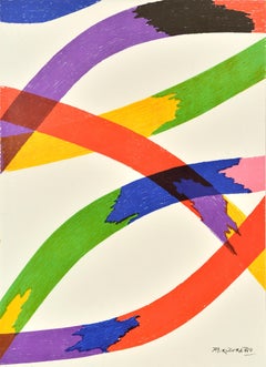 Póster deportivo original de época Olimpiadas de Múnich 1972 Líneas de colores Piero Dorazio